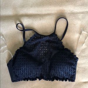 Sea folly black crochet bikini top